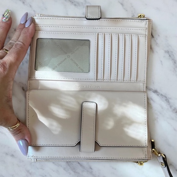 Michael Kors Jet Set Logo Large Double Zip Wristlet Wallet (Brown/Powderblush - Picture 7 of 10